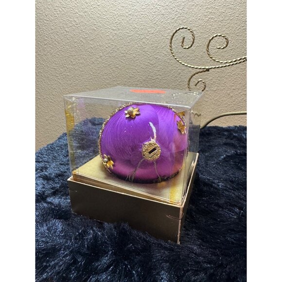 West Germany Koestel Christmas Ornament Purple And Gold Trimmings - Picture 2 of 7